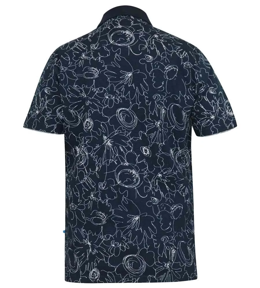 D555 Big Mens Pique Polo Shirt With Abstract Print (ROLAND)